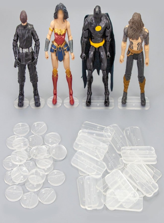 DisplayMore 32 Pieces 6 inch Action Figure Stand,Support Display Stands With Peg,Compatible with 1/12 Scale Marvel Legends /DC/ GI Joe/ MOTU Figure Toy (32PCS-Clear-Square & Round) - Image 1